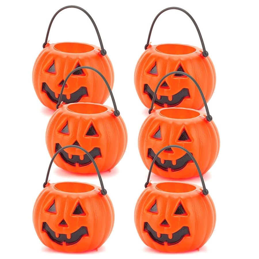 Halloween Enfeite Mini Balde Abóbora Ref.H026 c/6